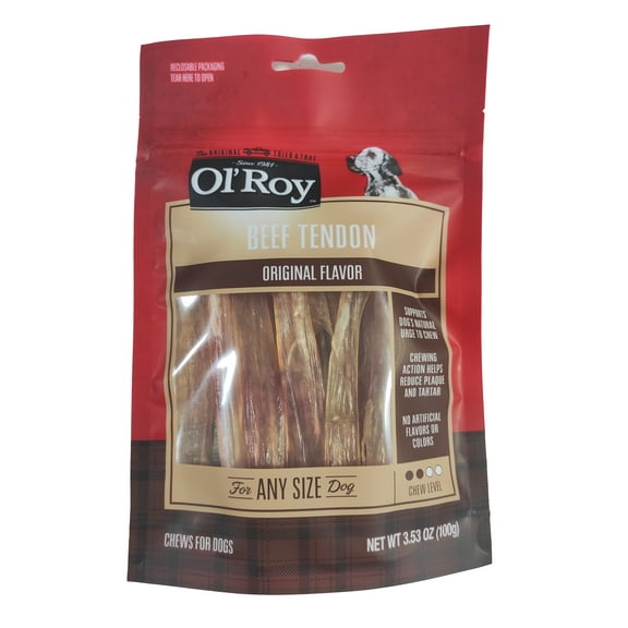 Ol' Roy Beef Tendon Chews for Dogs, Original Flavor, 3.53 oz Bag