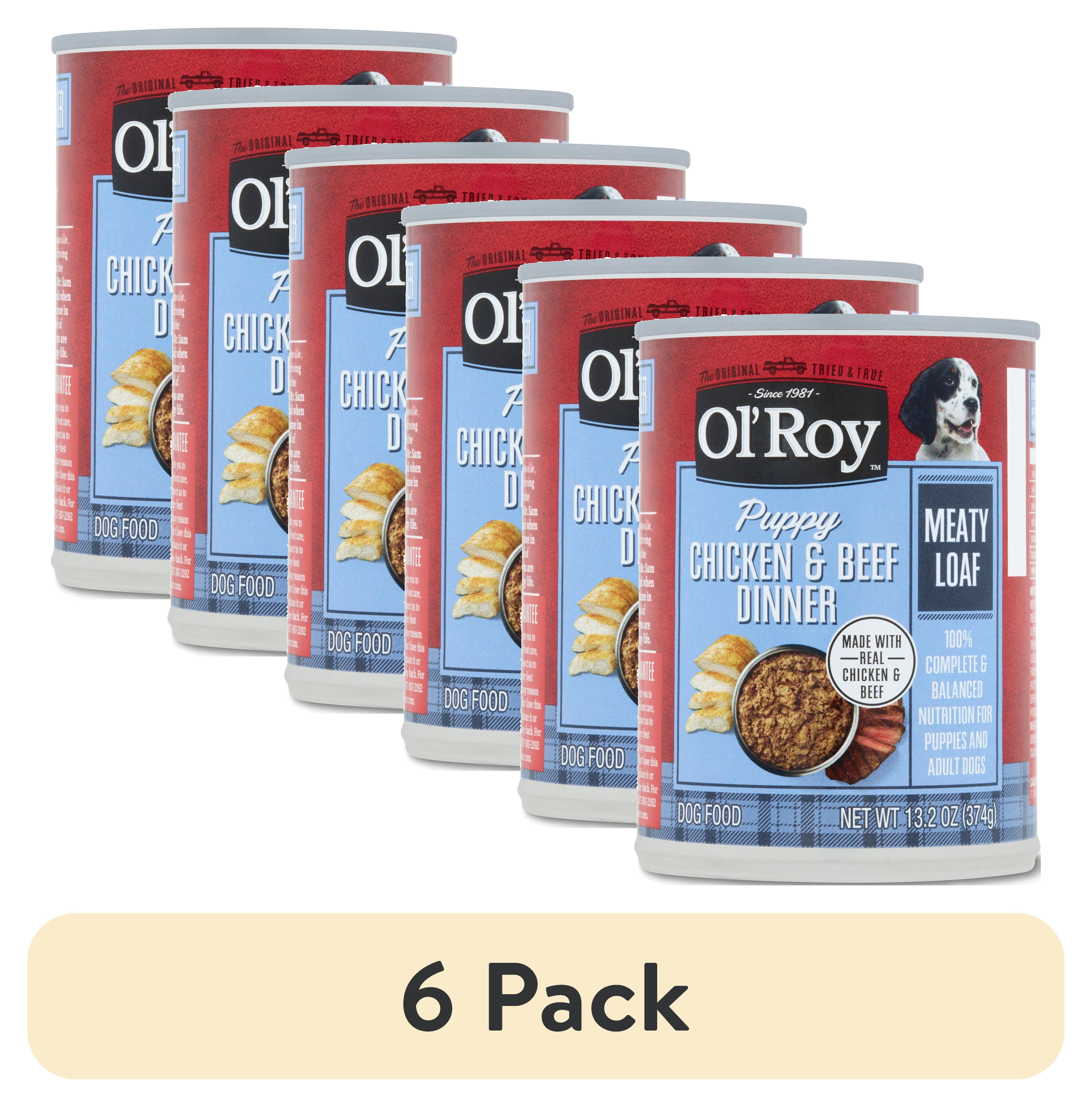 8 pack Ol Roy Chicken Beef Dinner Meaty Loaf Wet Dog Food for Puppies Grain Free 13.2 oz Can