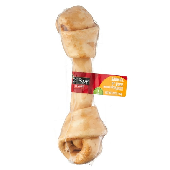 Ol' Roy Artificial Chicken Flavored Rawhide Bone Dog Chew, 9"