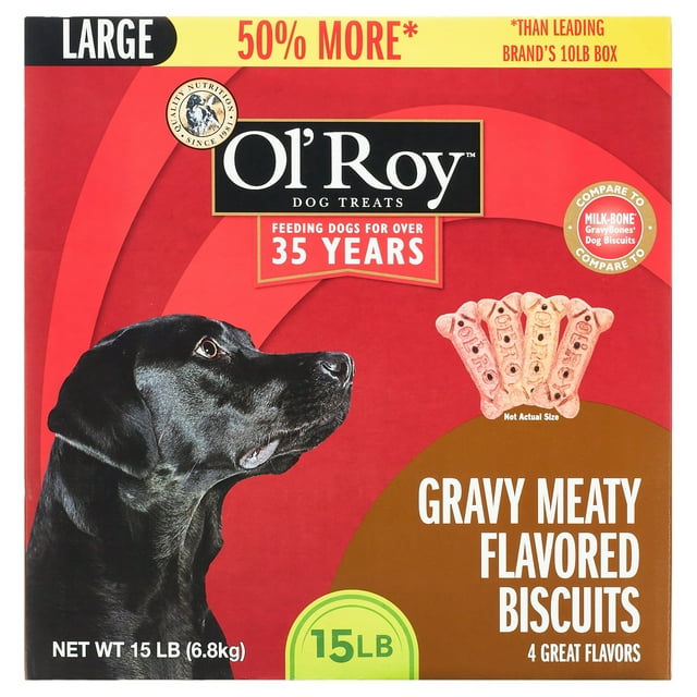 Ol' Roy Gravy Meaty Flavored Biscuits Dog Treats for Large Breeds, 15