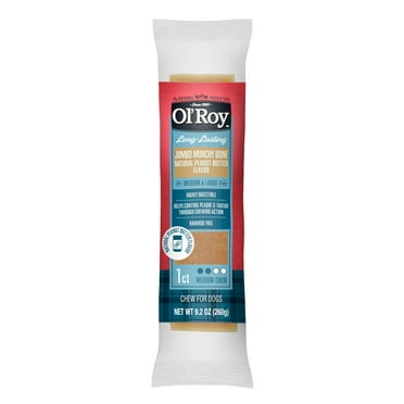 Ol' Roy Long-Lasting Jumbo Munchy Bone Treats Peanut Butter Flavor for Medium and Large Dogs, 9.2 oz