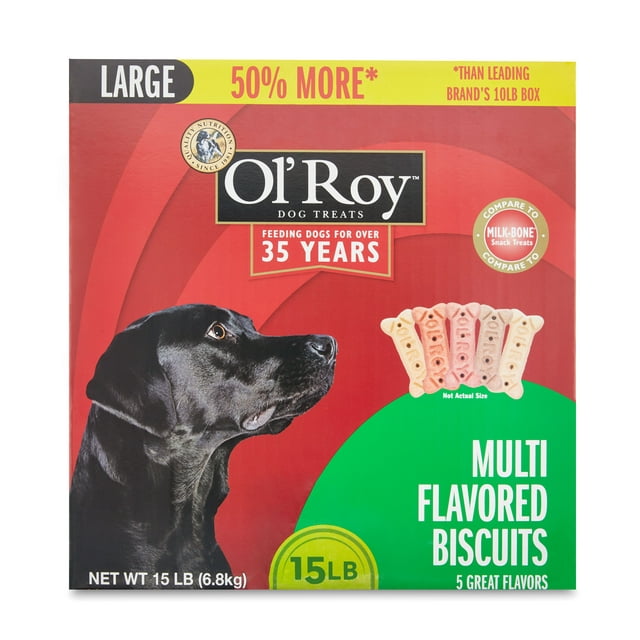 Ol' Roy Multi Flavored Biscuits Dog Treats for Large Dogs, 15 lb Box