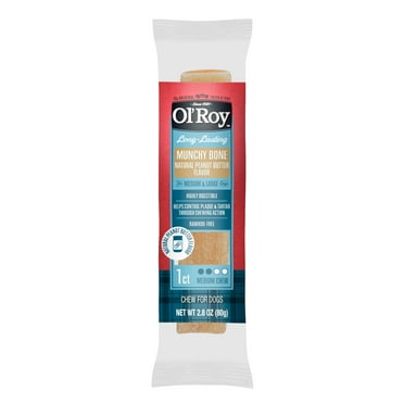 Ol' Roy Munchy Bone Dog Treats, Natural Peanut Butter Flavor, Chew Treats Dogs, 2.8 oz, 1 Count
