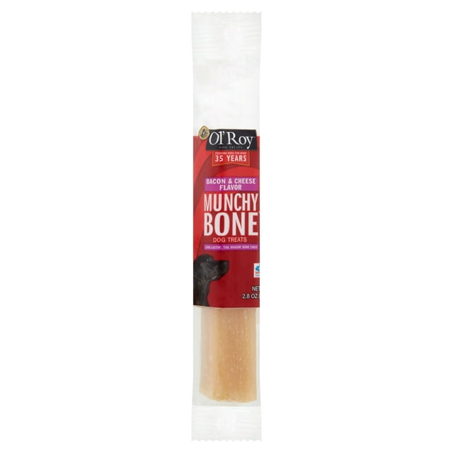 Ol' Roy Munchy Bone Natural 5" Filled Dog Bone, Bacon & Cheese, 2.8 oz