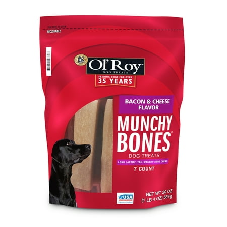 Ol' Roy Munchy Bones Dog Treats, Bacon & Cheese Flavor, 20 oz, 7 Count