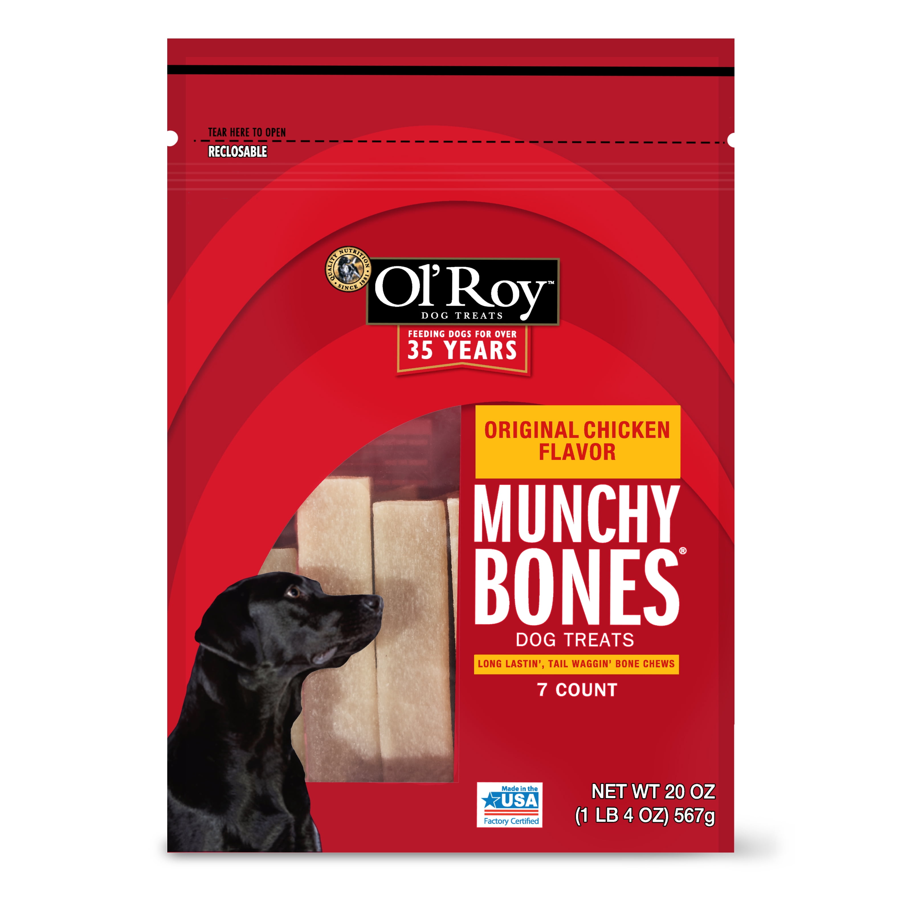 Ol' Roy Munchy Bones Dog Treats, Original Chicken Flavor, 20 oz, 7 Count