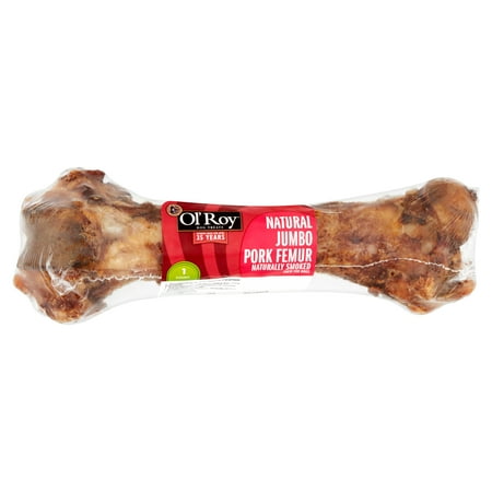 Ol' Roy Natural Jumbo Pork Femur Chew for Dogs, 1 Count