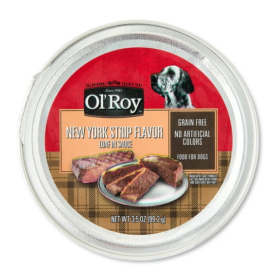 Ol' Roy New York Strip Flavor Loaf in Sauce, Grain-Free Wet Dog Food, 3.5 oz Cup
