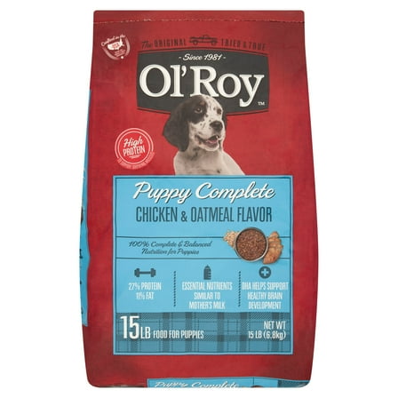 Ol' Roy Puppy Complete Chicken & Oatmeal Flavor Dry Dog Food for Puppies, 15 lbs