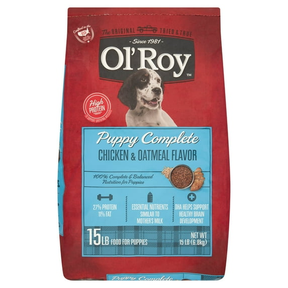Ol' Roy Puppy Complete Chicken & Oatmeal Flavor Dry Dog Food for Puppies, 15 lbs