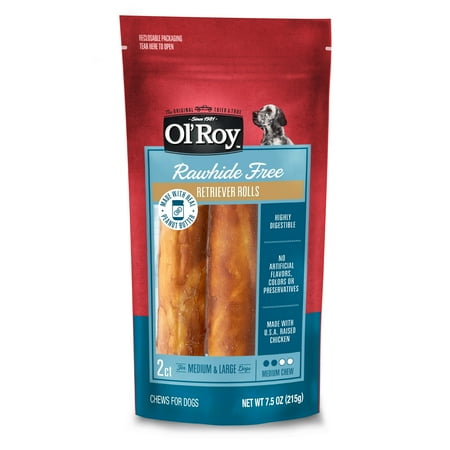Ol' Roy Rawhide Free Peanut Butter Retriever Rolls, 7.5 oz, 2 Count