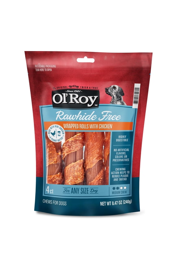 Ol' Roy Chicken & Peanut Butter Flavor Stick Treats for Dogs, 8.47 oz, 4 Count