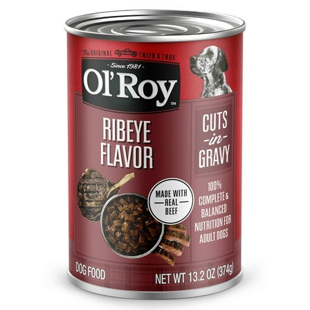 Ol' Roy Ribeye Flavor Cuts in Gravy Wet Dog Food, 13.2 oz Can