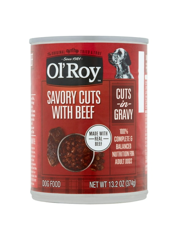Ol’ Roy Savory Cuts with Beef in Gravy Wet Dog Food for Dogs, 13.2 oz Can