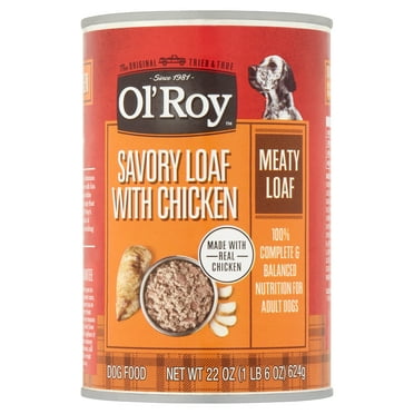Ol' Roy Savory Loaf with Chicken Meaty Pate, Wet Dog Food, 22 oz Can