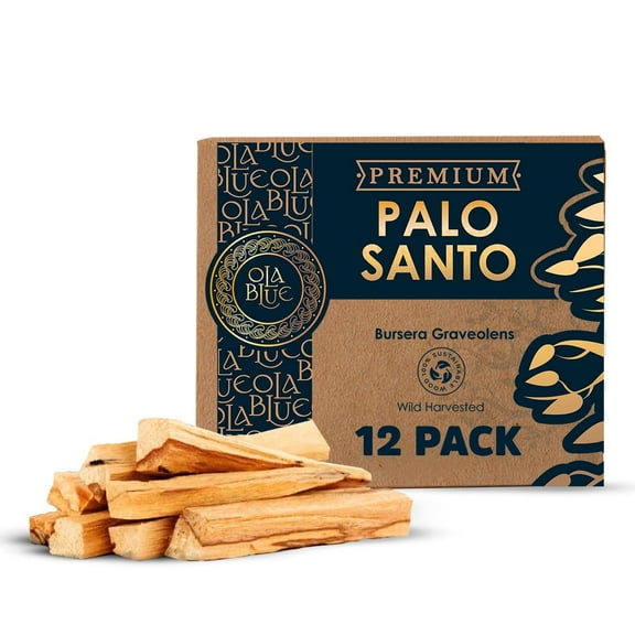 Ola Blue Palo Santo Smudging Sticks (12 Pack) from Peru Premium High-Resin Hand Picked Palo Santo Sticks - Ethically Wild Harvested Sacred Smudging Sticks Sustainable Packaging
