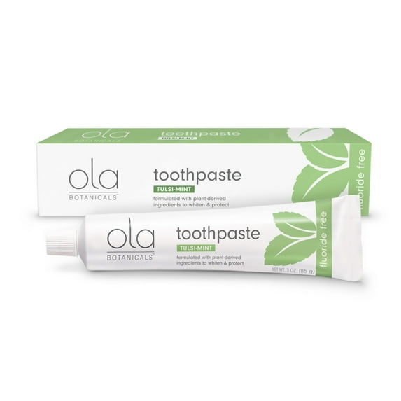 Ola Botanicals Toothpaste (3 Oz.), tulsi-Mint, Plant-derived Ingredients to whiten and Protect, Fluoride Free, Soy Free, Non GMO, Dr. Mercola