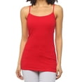 thumbnail image 1 of Ola Mari Junior Size BUILT-IN Shelf Bra Adjustable Spaghetti Strap Solid Camisole Tank Top, Red, Large, 1 of 3
