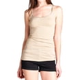 thumbnail image 1 of Ola Mari Junior and Plus Size Adjustable Spaghetti Strap Solid Camisole Tank Top, Khaki, 2XL, 1 of 4