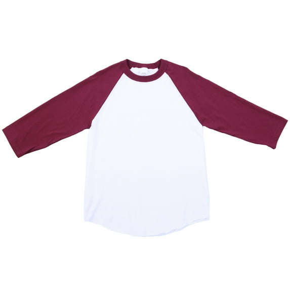 Ola Mari Men's Raglan 3/4 Sleeve Baseball T Shirt, White/Burgundy, 3X Large