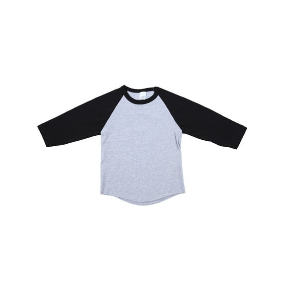 Ola Mari Unisex Kids Raglan 3/4 Sleeve Baseball T Shirt, Heather Gray/Black, Large