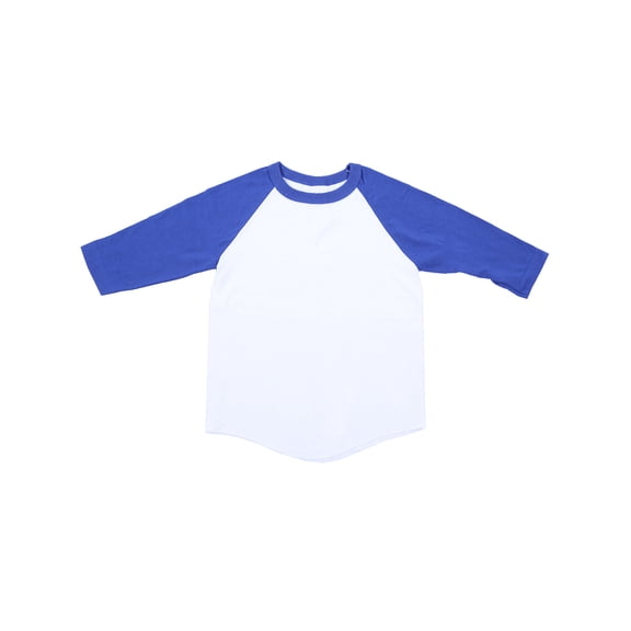 Ola Mari Unisex Kids Raglan 3/4 Sleeve Baseball T Shirt, White/Royal, XX Small