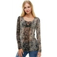 thumbnail image 1 of Ola Mari Women's Mesh Top / Short Sleeve Sheer Tops / See Through Round Scoop Neck Blouse / Sheer Tops, XL, Snake, 1 of 1