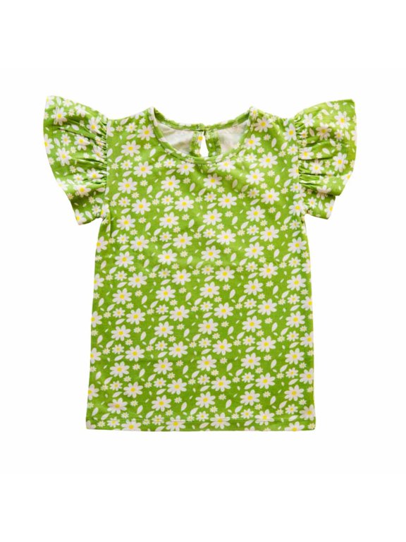 Organic Cotton Flutter Sleeve Top for Girls | Sustainable Baby Toddler Clothing | Soft Comfortable |12 Months–6 Years