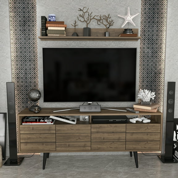 Ola Solid Wood Legs TV Stand - Walnut