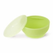 Olababy 100% Silicone Suction Bowl with Lid for Toddlers, Green, 1 Piece
