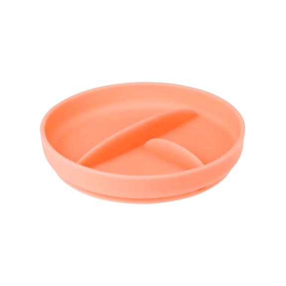 Olababy 100% Silicone Suction Plate | Toddler Plates with Suction | Divided Plates for Kids | Self Feeding Baby Essentials | Baby Registry Must Haves | Microwave Dinner Plates (Coral)