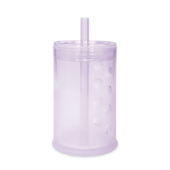 Olababy Clear View Silicone Training Cup with Straw Lid | Toddler Sippy Trainer 12mo+ | Unbreakable Water Drinking Cups for Kids 2yr+ | Baby Led Weaning & Feeding Supplies (Lilac, 9 oz)