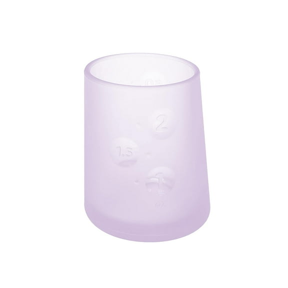 Olababy First Cup | Clear Sense 100% Silicone Infant Trainer Cup | 2oz Medicine Cup for Newborn | Non-Slip & Sloping Design for Tiny Hands & Baby Led Weaning (Lilac, 1 Cup)