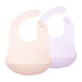 thumbnail image 1 of Olababy Fold N Go Silicone Baby Bib w Travel Case | Soft, Lightweight, Waterproof Bibs for Infants & Toddlers | BPA Free (2 Bibs + 2 Travel Cases, Coral / Lilac), 1 of 8