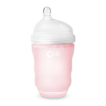 Olababy Gentle Silicone Baby Bottle, Anti-Colic, BPA Free, Easy to Clean and Wide Neck Baby Bottles Best for Breast Feeding Babies (8 Ounce, Rose)