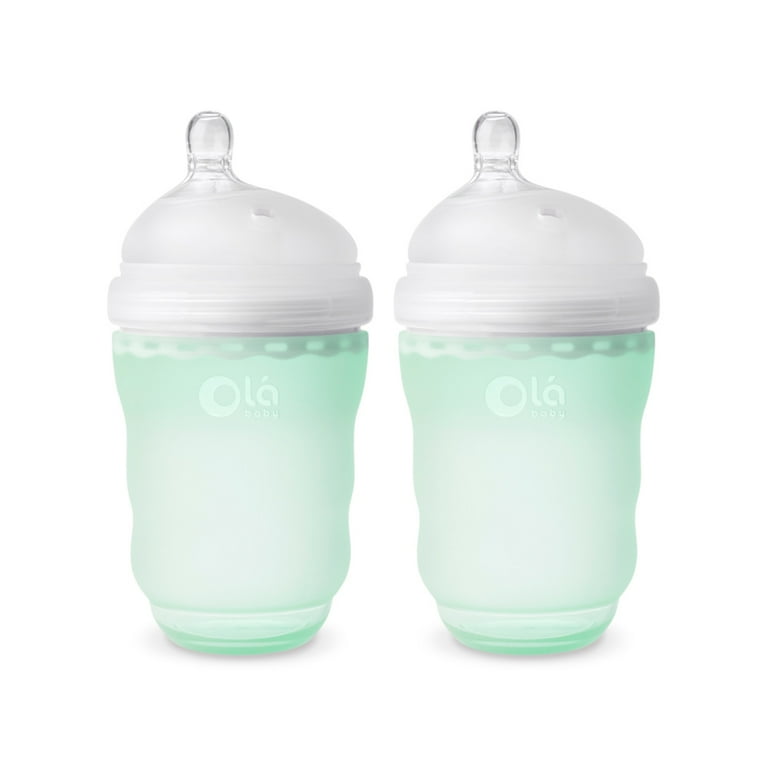 Olababy GentleBottle, Silicone Baby Bottle - 8oz, Mint 2-Pack