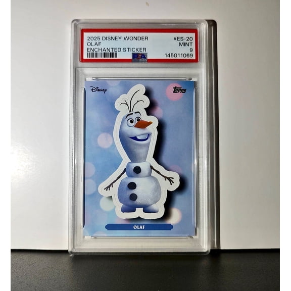 Olaf 2025 Topps Disney #ES-20 Enchanted Sticker Card Frozen PSA 9