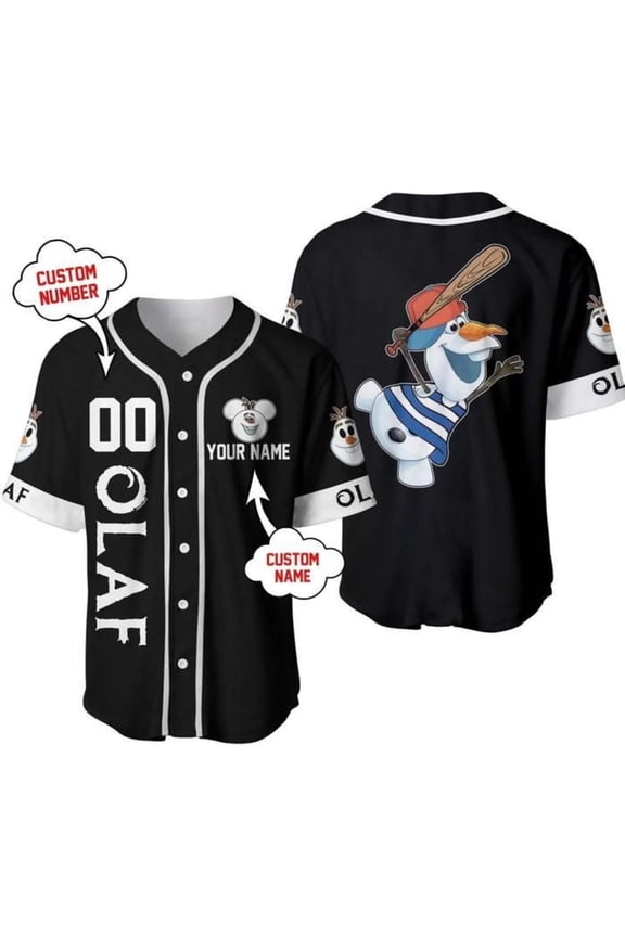 Olaf Frozen Baseball Jersey Men's Women's Jersey Custom Name Disney Baseball Jersey Casual