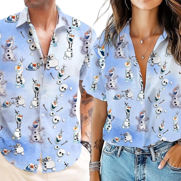 Olaf Hawaiian Shirt, Disney Frozen Hawaiian Shirt, Olaf Watercolor Button Up, Frozen Characters Tee, Disney Summer Shirt, Olaf Hawaii Shirt