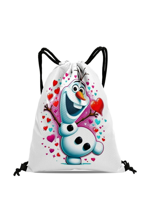 Olaf Pattern With Drawstring Pocket 15.7 * 17.7 Inches Comfortable Fabric Fashionable And Practical Showcasing Style