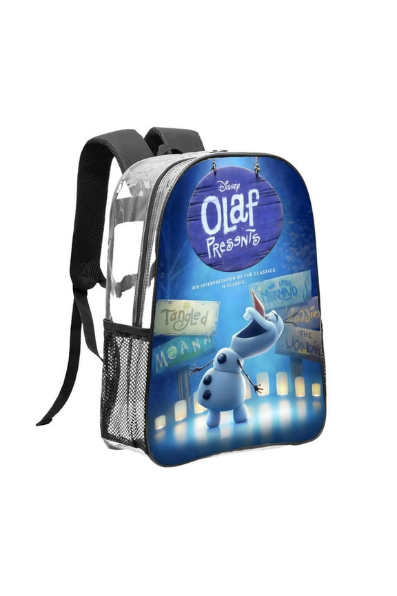 Olaf Presents-theme Clear Backpack Heavy Duty Transparent Bag See Through Bookbag for Work, Sport, College, Travel12.2X16.9"(31X43cm)