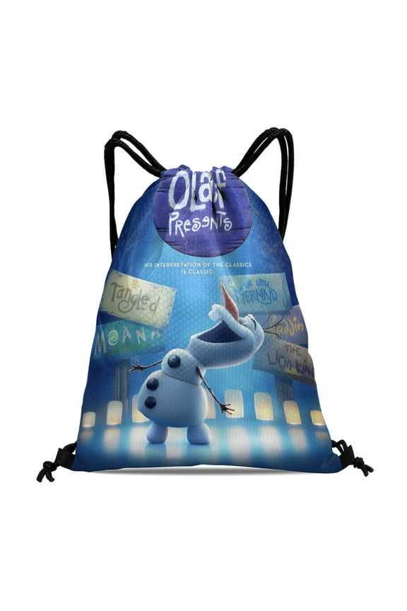 Olaf Presents-theme Drawstring Backpack Sports Gym Bag Water Resistant String Bag Cinch Bag12X1630X40cm