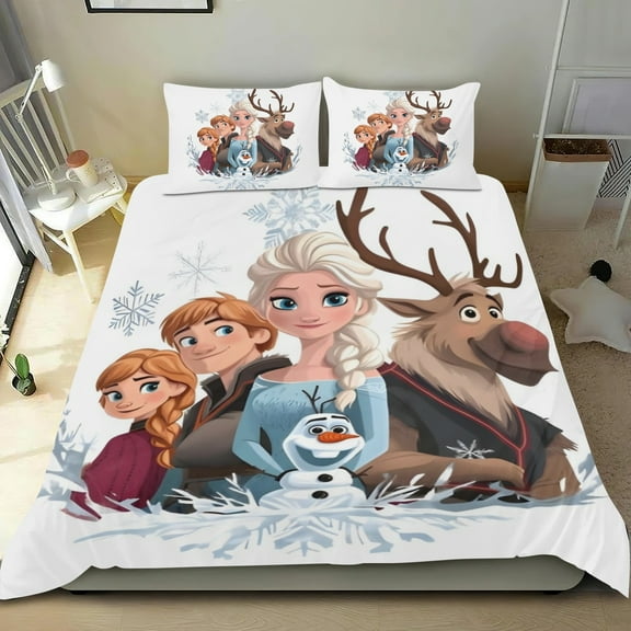 Olaf Themed Bed Sheet Set Three Piece Set 53x79 Inches Comfortable And Skin Friendly Unique Design Creating A Star Studded Night