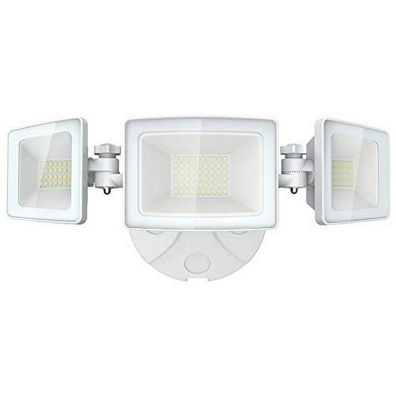 Olafus 5000LM LED Security Light, 50W Super Bright Flood Lights Outdoor, 3 Adjustable Heads, 6000K White Exterior Light, IP65 Waterproof Wall Mount Floodlights for Garage, Eave, Garden, Patio, Porch