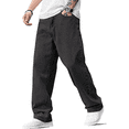 thumbnail image 1 of Olaglory Baggy Jeans for Men Vintage Wide Leg Loose Fit Men Denim Pants Hip Hop Skater Carpenter Jeans Y2K Streetwear, Black, 1 of 7