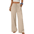 thumbnail image 1 of Olaglory Wide Leg Pants for Women Flowy Palazzo Drawstring Elastic Waist Trousers with Pockets Summer Beach Vacation Clothes, 1 of 7