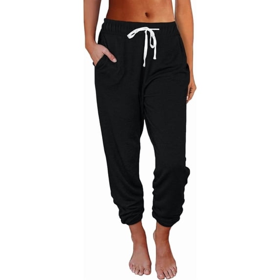 Olaglory Joggers for Women High Waisted Elastic Women Sweatpants with Pockets & Drawstring Casual Lightweight Yoga Pants Fall Winter Clothes 2026, Black
