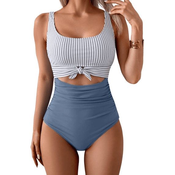Olaglory Women's One Piece Swimsuit Tummy Control Bathing Suit for Women Slimming Cutout Tie Knot Swimwear
