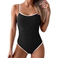 thumbnail image 1 of Olaglory Women's One Piece Swimsuit Tummy Control Slimming Bathing Suit for Women Color Block Adjustable Strap High Cut Swimwear, 1 of 6
