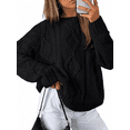 thumbnail image 1 of Olaglory Oversized Sweaters for Women Trendy Cable Knit Crewneck Pullover Chunky Breathable Fall Winter Sweaters for Women 2026, Black, 1 of 9